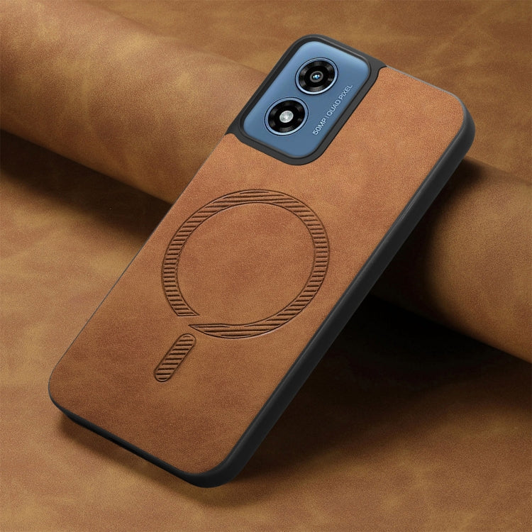 For Motorola Moto G Play 2024 4G Retro Magsafe Magnetic PU Back Cover Phone Case(Brown) - Motorola Cases by PMC Jewellery | Online Shopping South Africa | PMC Jewellery | Buy Now Pay Later Mobicred