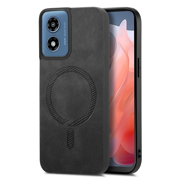 For Motorola Moto G Play 2024 4G Retro Magsafe Magnetic PU Back Cover Phone Case(Black) - free shipping - PMC Jewellery - Order now!