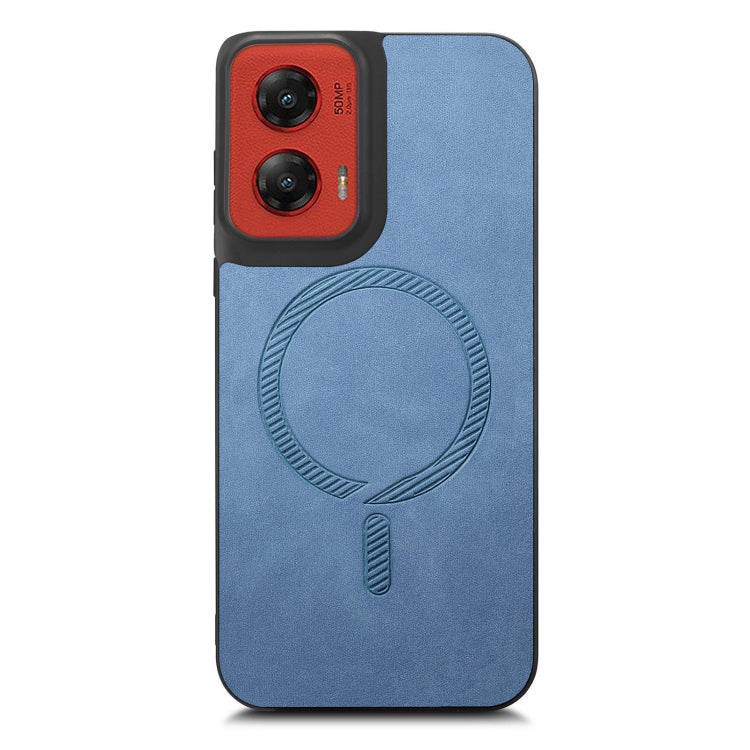 For Motorola Moto G Stylus 5G 2024 Retro Magsafe Magnetic PU Back Cover Phone Case(Blue) - Motorola Cases by PMC Jewellery | Online Shopping South Africa | PMC Jewellery | Buy Now Pay Later Mobicred