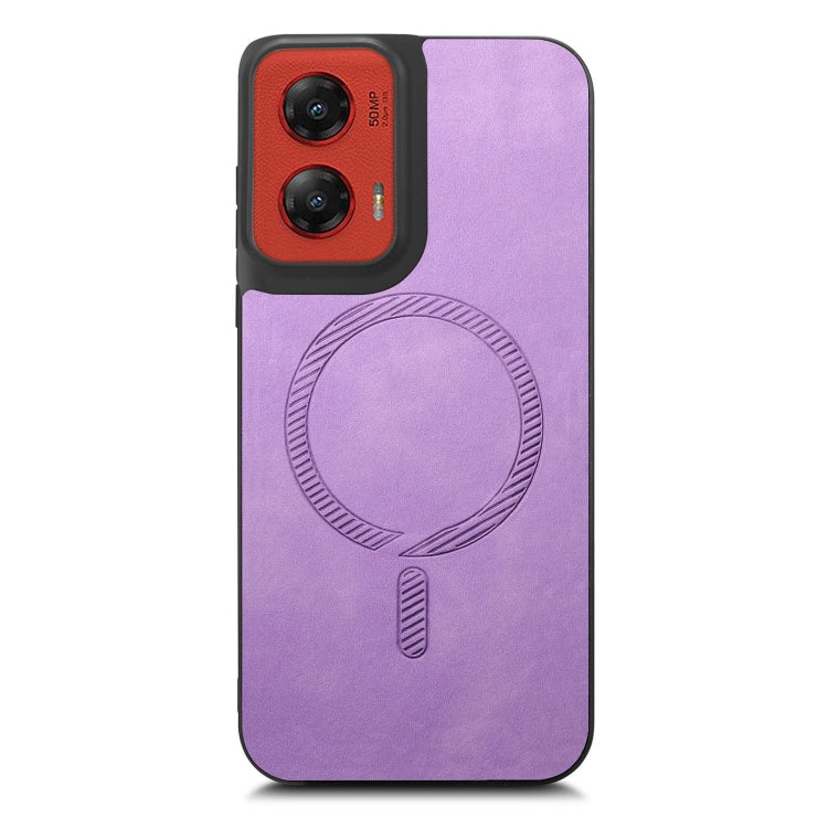 For Motorola Moto G Stylus 5G 2024 Retro Magsafe Magnetic PU Back Cover Phone Case(Purple) - Motorola Cases by PMC Jewellery | Online Shopping South Africa | PMC Jewellery | Buy Now Pay Later Mobicred