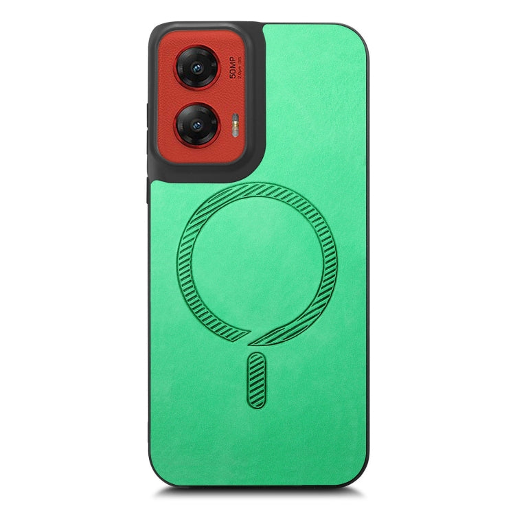 For Motorola Moto G Stylus 5G 2024 Retro Magsafe Magnetic PU Back Cover Phone Case(Green) - Motorola Cases by PMC Jewellery | Online Shopping South Africa | PMC Jewellery | Buy Now Pay Later Mobicred