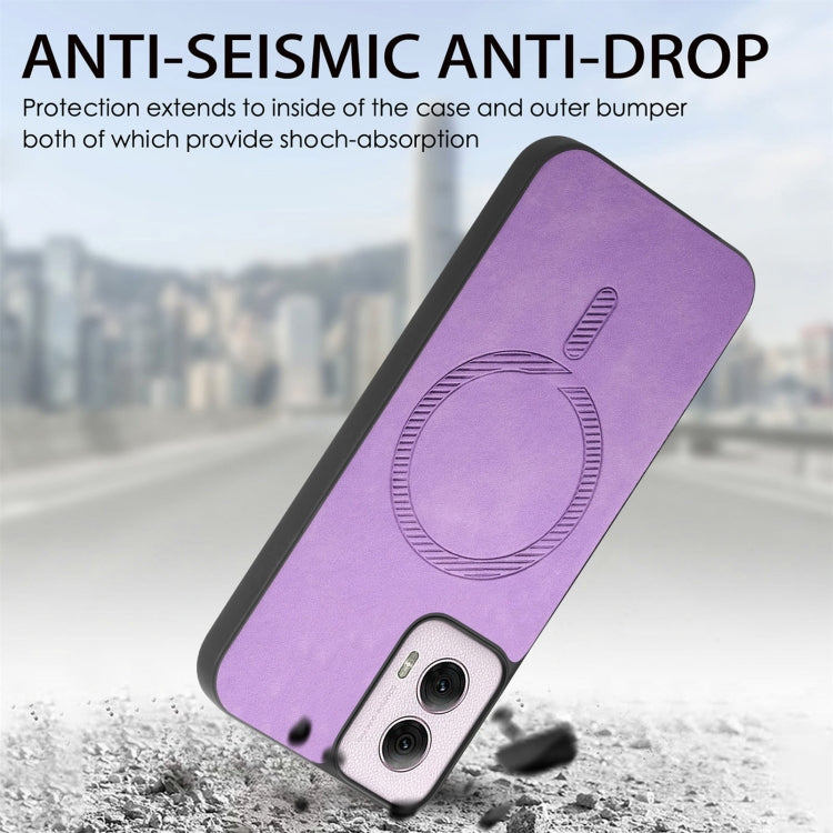 For Motorola Moto G 5G 2024 Retro Magsafe Magnetic PU Back Cover Phone Case(Blue) - Motorola Cases by PMC Jewellery | Online Shopping South Africa | PMC Jewellery | Buy Now Pay Later Mobicred