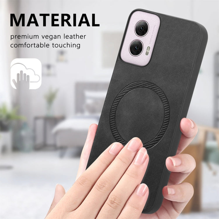 For Motorola Moto G Stylus 5G 2024 Retro Magsafe Magnetic PU Back Cover Phone Case(Black) - Motorola Cases by PMC Jewellery | Online Shopping South Africa | PMC Jewellery | Buy Now Pay Later Mobicred