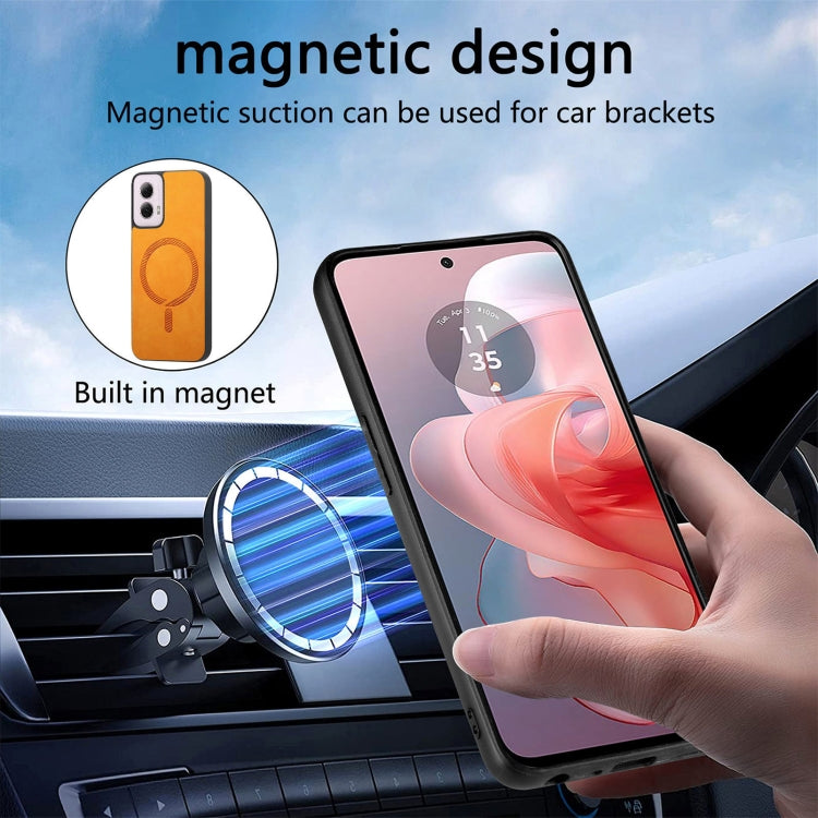For Motorola Moto G Stylus 5G 2024 Retro Magsafe Magnetic PU Back Cover Phone Case(Blue) - Motorola Cases by PMC Jewellery | Online Shopping South Africa | PMC Jewellery | Buy Now Pay Later Mobicred