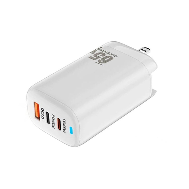 TE-65W GaN PD65W Dual USB-C/Type-C+USB-A Laptop Tablet Adapter，US Plug(White) - USB Charger by PMC Jewellery | Online Shopping South Africa | PMC Jewellery | Buy Now Pay Later Mobicred