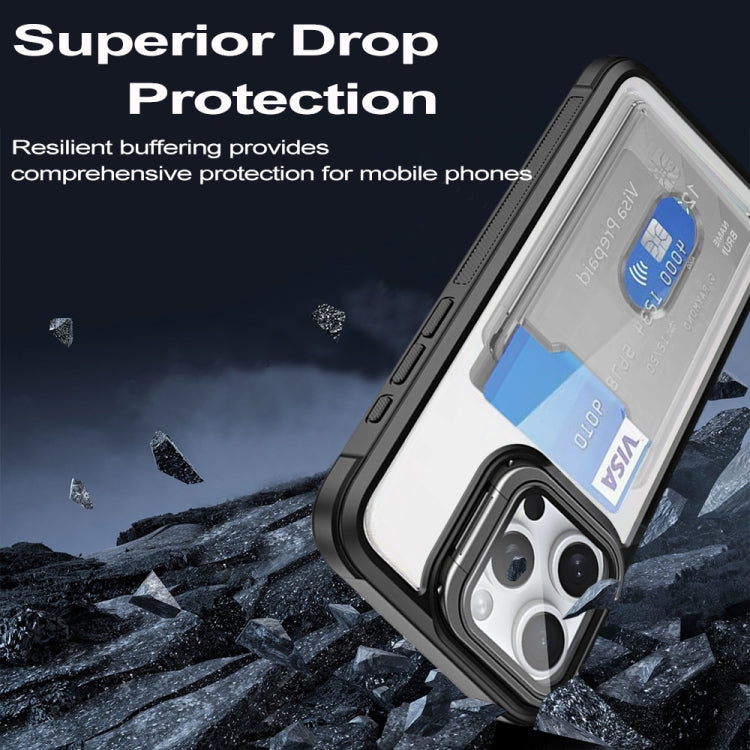 For iPhone 16 Card Bag Holder Acrylic Hybrid TPU Phone Case(White) - iPhone 16 Cases by PMC TechLife | Online Shopping South Africa | PMC TechLife | Buy Now Pay Later Mobicred