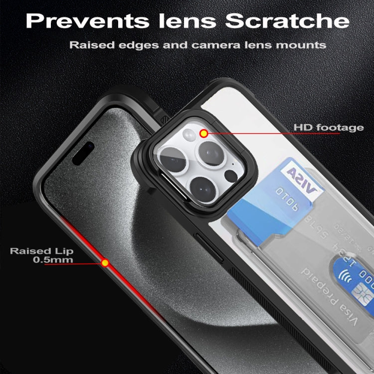 For iPhone 16 Pro Card Bag Holder Acrylic Hybrid TPU Phone Case(Purple) - iPhone 16 Pro Cases by PMC TechLife | Online Shopping South Africa | PMC TechLife | Buy Now Pay Later Mobicred