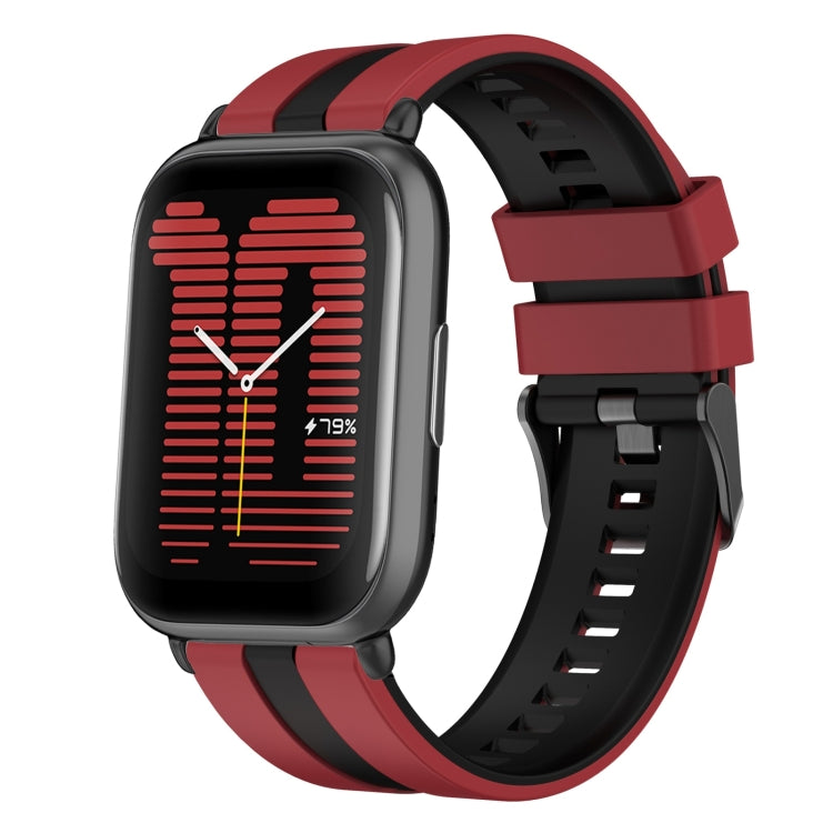 For Amazfit Active 20mm Two-Color Sports Silicone Watch Band(Red+Black) - free shipping - PMC TechLife - Order now!