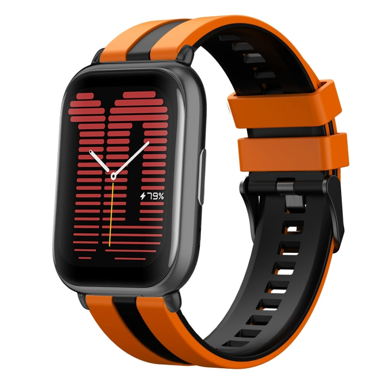For Amazfit Active 20mm Two-Color Sports Silicone Watch Band(Orange+Black) - free shipping - PMC TechLife - Order now!