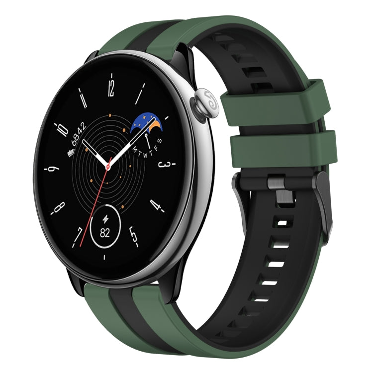 For Amazfit GTR Mini 20mm Two-Color Sports Silicone Watch Band(Olive Green+Black) - free shipping - PMC TechLife - Order now!