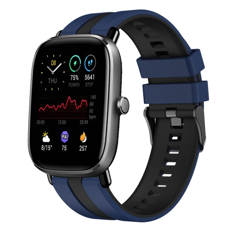 For Amazfit GTS 4 Mini 20mm Two-Color Sports Silicone Watch Band(Blue+Black) - free shipping - PMC TechLife - Order now!