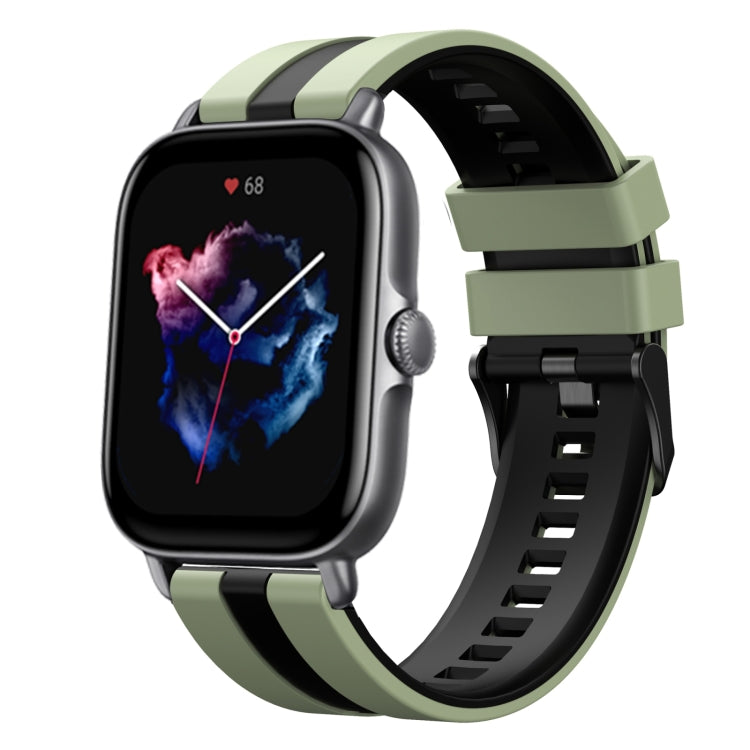 For Amazfit GTS 3 20mm Two-Color Sports Silicone Watch Band(Light Green+Black) - free shipping - PMC TechLife - Order now!