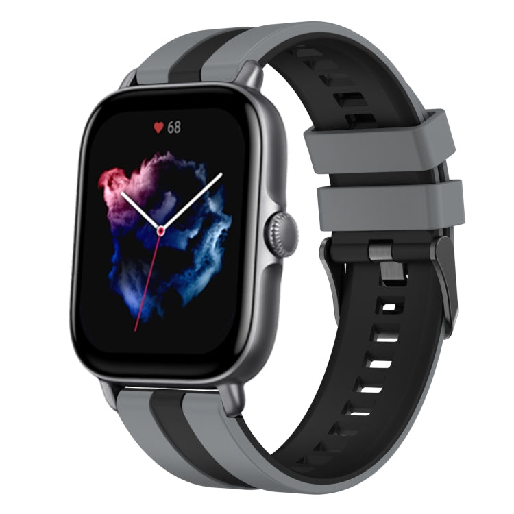 For Amazfit GTS 3 20mm Two-Color Sports Silicone Watch Band(Grey+Black) - free shipping - PMC TechLife - Order now!