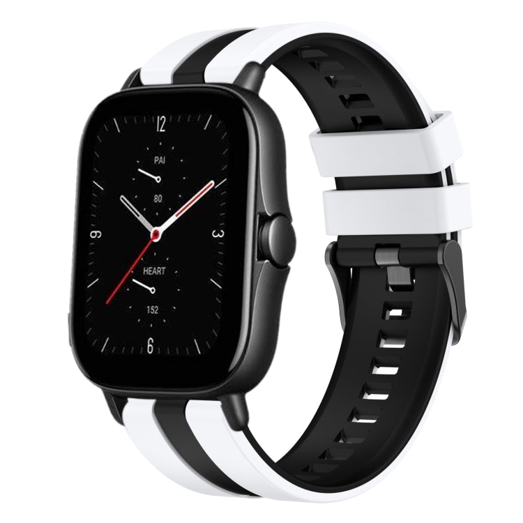 For Amazfit GTS 2E 20mm Two-Color Sports Silicone Watch Band(White+Black) - free shipping - PMC TechLife - Order now!