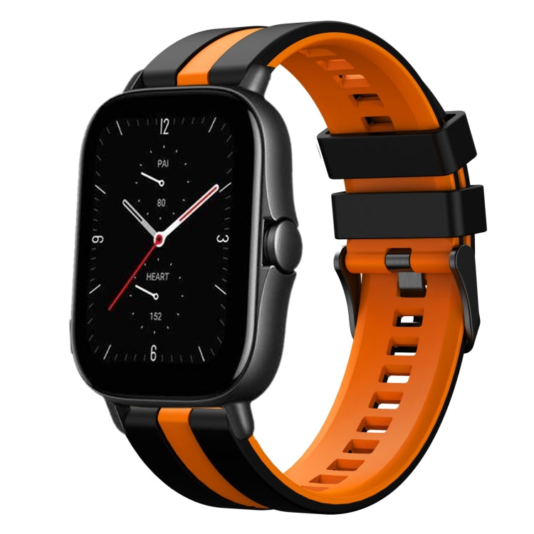 For Amazfit GTS 2E 20mm Two-Color Sports Silicone Watch Band(Black+Orange) - free shipping - PMC TechLife - Order now!