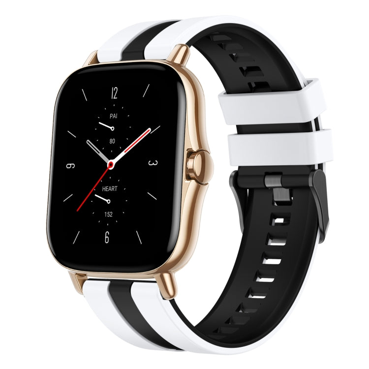 For Amazfit GTS 2 20mm Two-Color Sports Silicone Watch Band(White+Black) - free shipping - PMC TechLife - Order now!