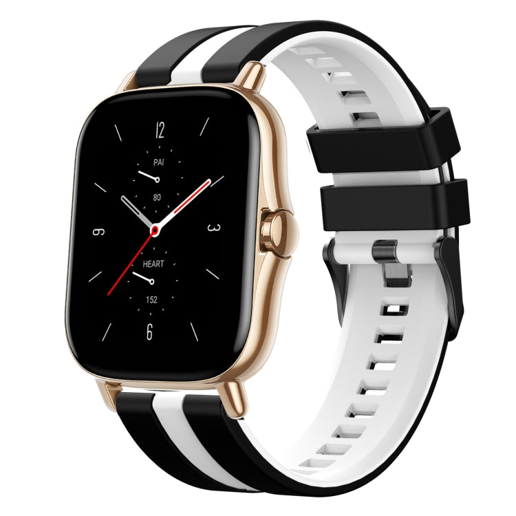 For Amazfit GTS 2 20mm Two-Color Sports Silicone Watch Band(Black+White) - free shipping - PMC TechLife - Order now!