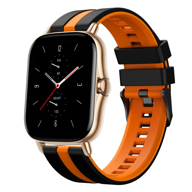 For Amazfit GTS 2 20mm Two-Color Sports Silicone Watch Band(Black+Orange) - free shipping - PMC TechLife - Order now!