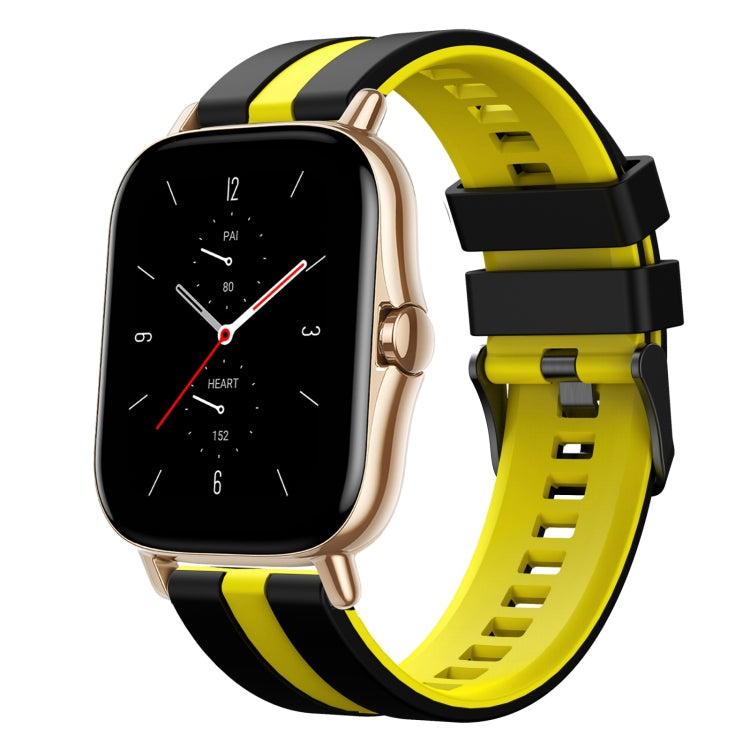 For Amazfit GTS 2 20mm Two-Color Sports Silicone Watch Band(Black+Yellow) - free shipping - PMC TechLife - Order now!