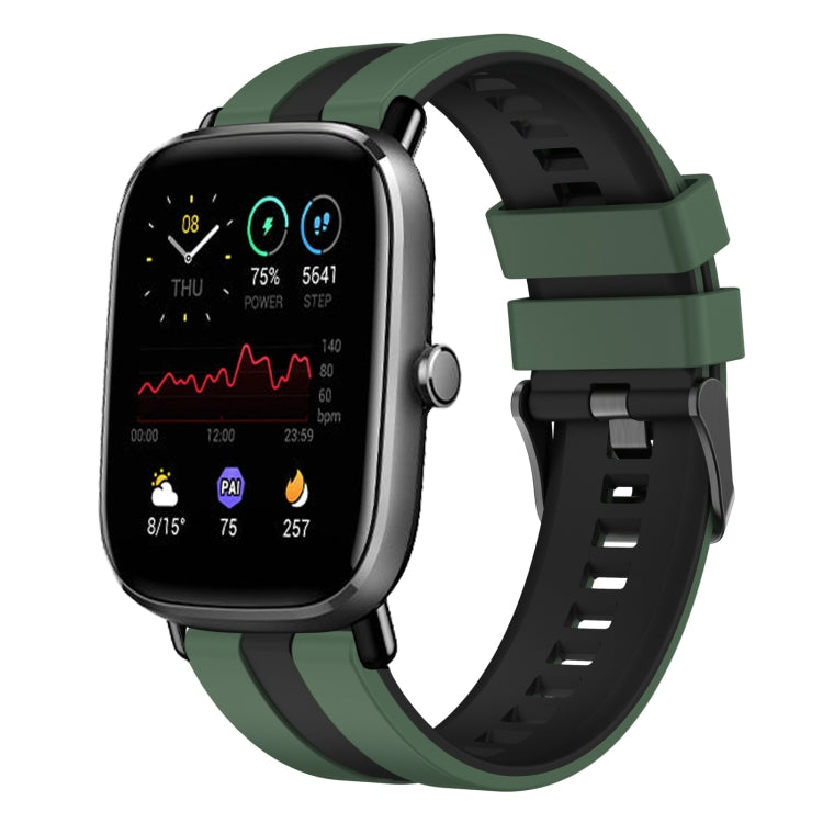 For Amazfit GTS 2 Mini 20mm Two-Color Sports Silicone Watch Band(Olive Green+Black) - free shipping - PMC TechLife - Order now!