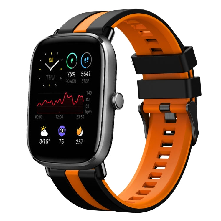 For Amazfit GTS 2 Mini 20mm Two-Color Sports Silicone Watch Band(Black+Orange) - free shipping - PMC TechLife - Order now!