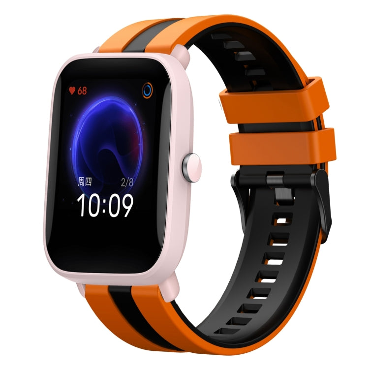 For Amazfit Pop Pro 20mm Two-Color Sports Silicone Watch Band(Orange+Black) - free shipping - PMC TechLife - Order now!