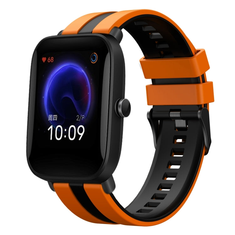 For Amazfit Pop 20mm Two-Color Sports Silicone Watch Band(Orange+Black) - free shipping - PMC TechLife - Order now!