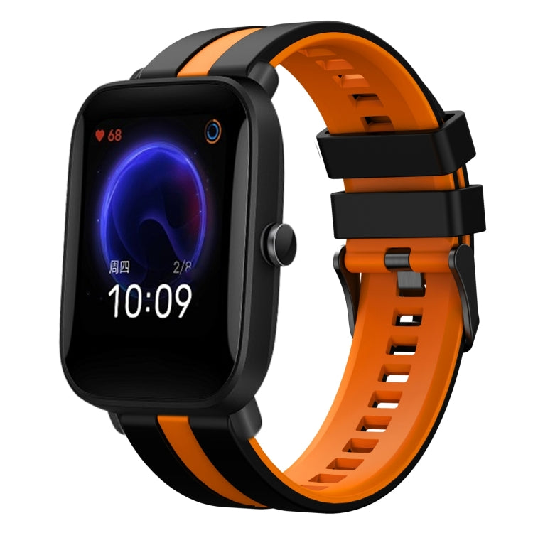 For Amazfit Pop 20mm Two-Color Sports Silicone Watch Band(Black+Orange) - free shipping - PMC TechLife - Order now!