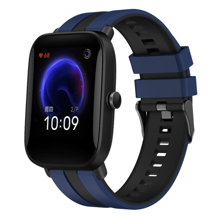 For Amazfit Pop 20mm Two-Color Sports Silicone Watch Band(Blue+Black) - free shipping - PMC TechLife - Order now!