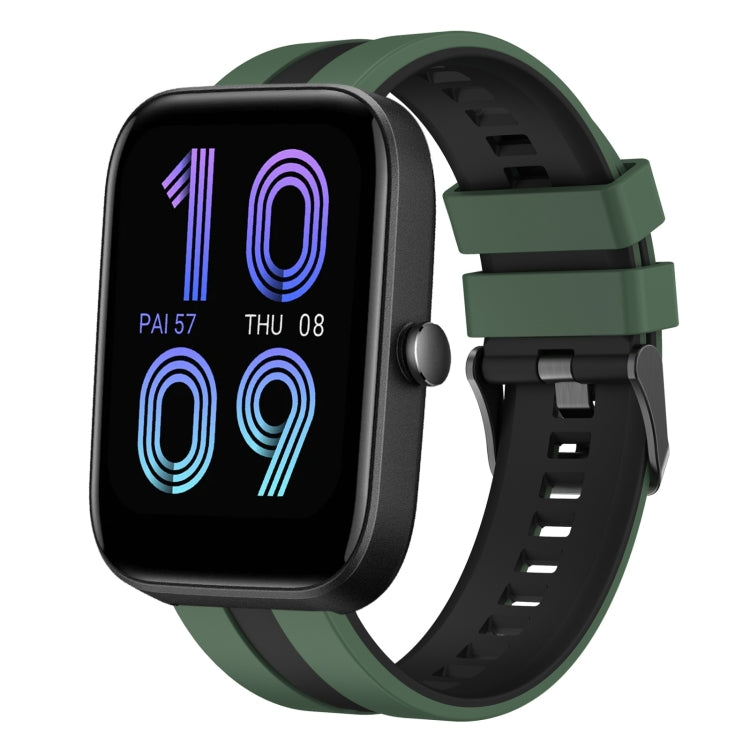 For Amazfit Bip3 20mm Two-Color Sports Silicone Watch Band(Olive Green+Black) - free shipping - PMC TechLife - Order now!