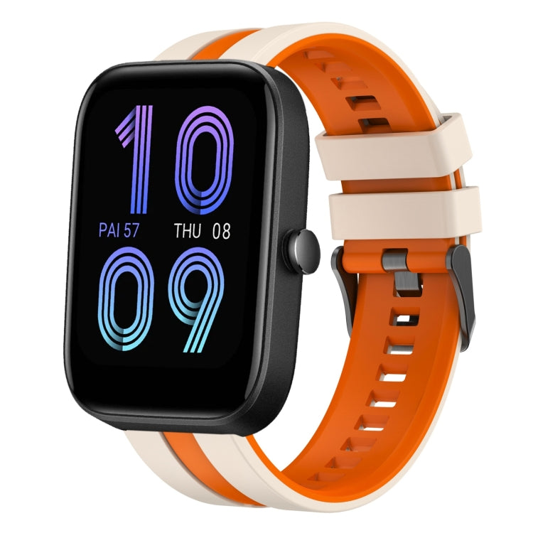For Amazfit Bip3 Pro 20mm Two-Color Sports Silicone Watch Band(Starlight+Orange) - free shipping - PMC TechLife - Order now!