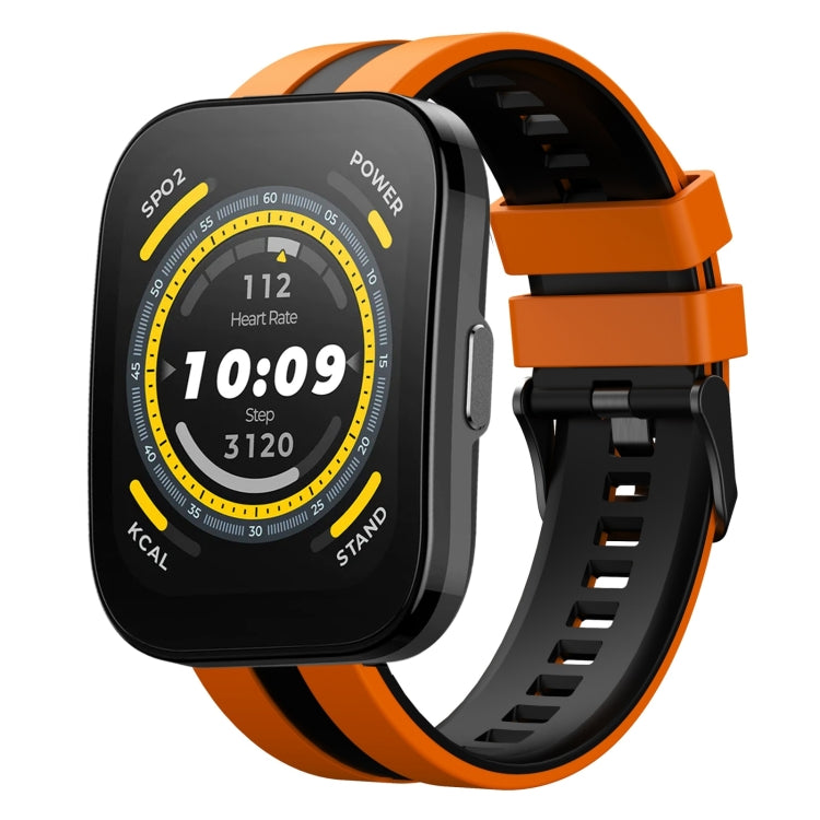 For Amazfit Bip 5 22mm Two-Color Sports Silicone Watch Band(Orange+Black) - free shipping - PMC TechLife - Order now!