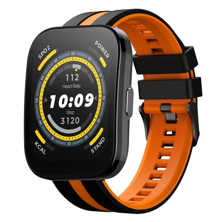 For Amazfit Bip 5 22mm Two-Color Sports Silicone Watch Band(Black+Orange) - free shipping - PMC TechLife - Order now!