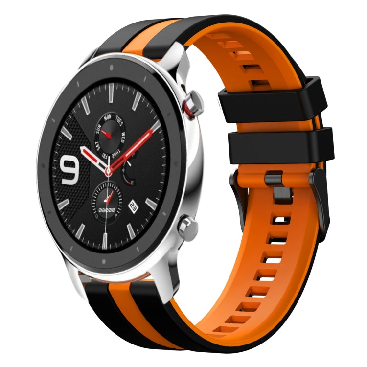For Amazfit GTR 4 22mm Two-Color Sports Silicone Watch Band(Black+Orange) - free shipping - PMC TechLife - Order now!