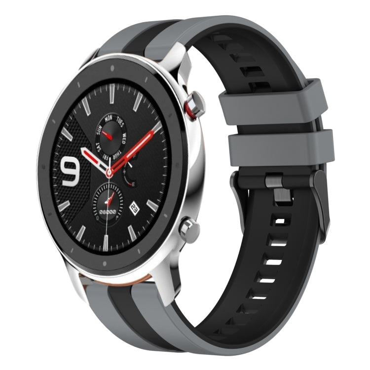 For Amazfit GTR 4 22mm Two-Color Sports Silicone Watch Band(Grey+Black) - free shipping - PMC TechLife - Order now!