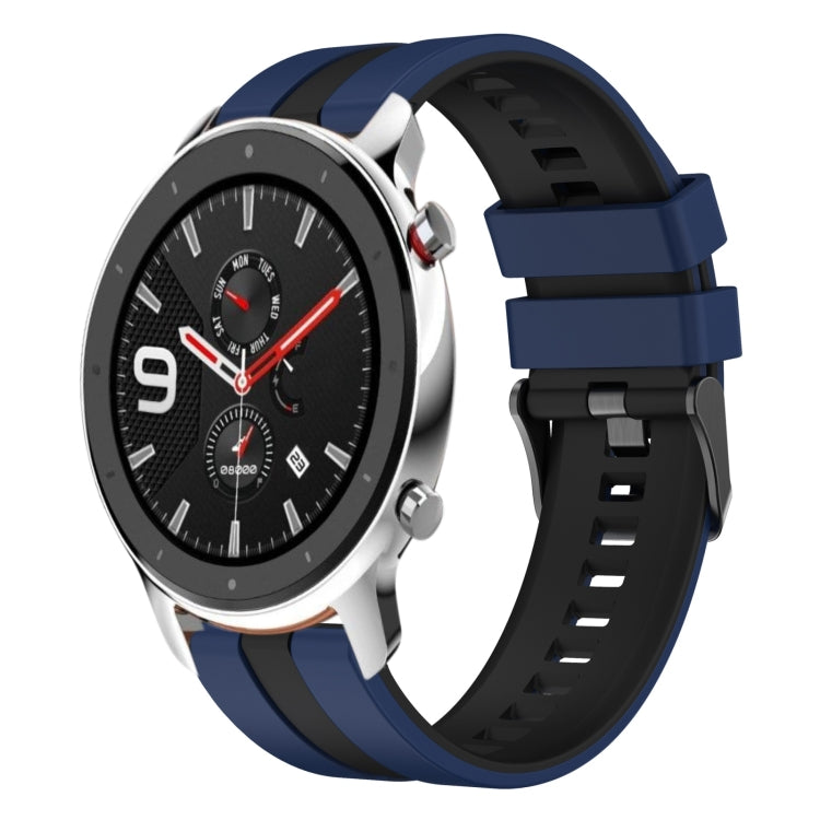 For Amazfit GTR 4 22mm Two-Color Sports Silicone Watch Band(Blue+Black) - free shipping - PMC TechLife - Order now!