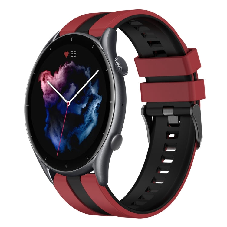 For Amazfit GTR 3 22mm Two-Color Sports Silicone Watch Band(Red+Black) - free shipping - PMC TechLife - Order now!