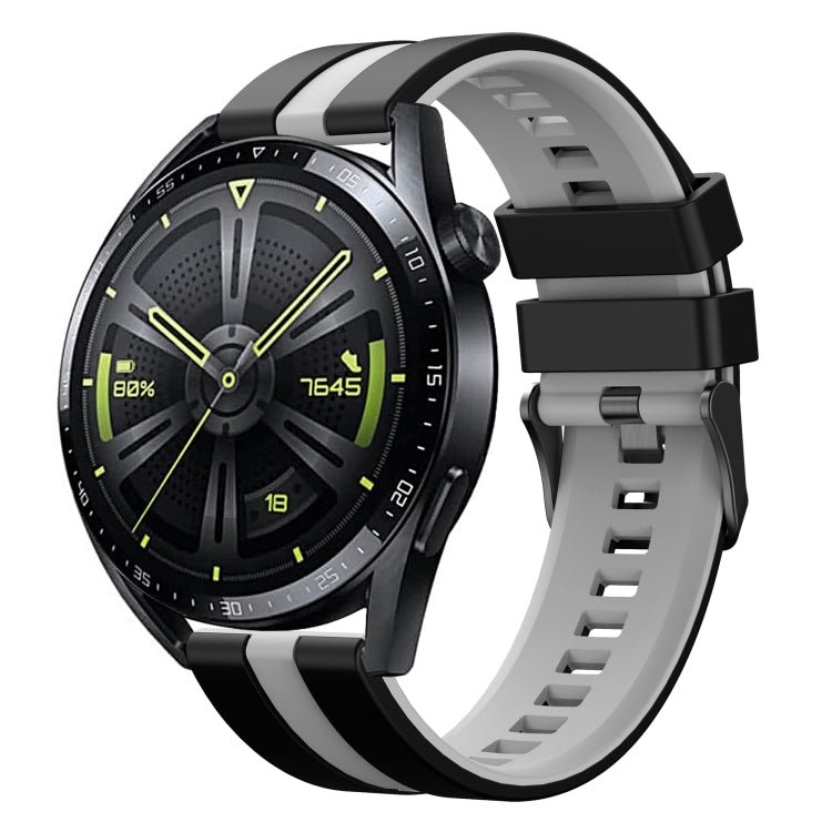 For Amazfit GTR 3 22mm Two-Color Sports Silicone Watch Band(Black+Grey) - free shipping - PMC TechLife - Order now!