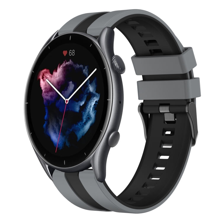 For Amazfit GTR 3 22mm Two-Color Sports Silicone Watch Band(Grey+Black) - free shipping - PMC TechLife - Order now!