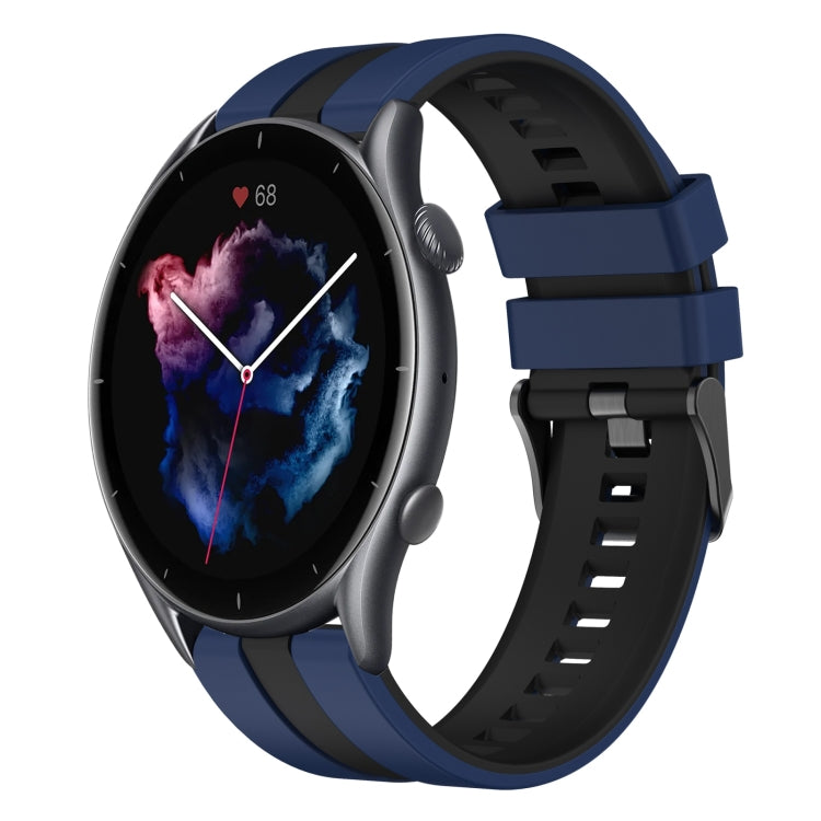 For Amazfit GTR 3 22mm Two-Color Sports Silicone Watch Band(Blue+Black) - free shipping - PMC TechLife - Order now!