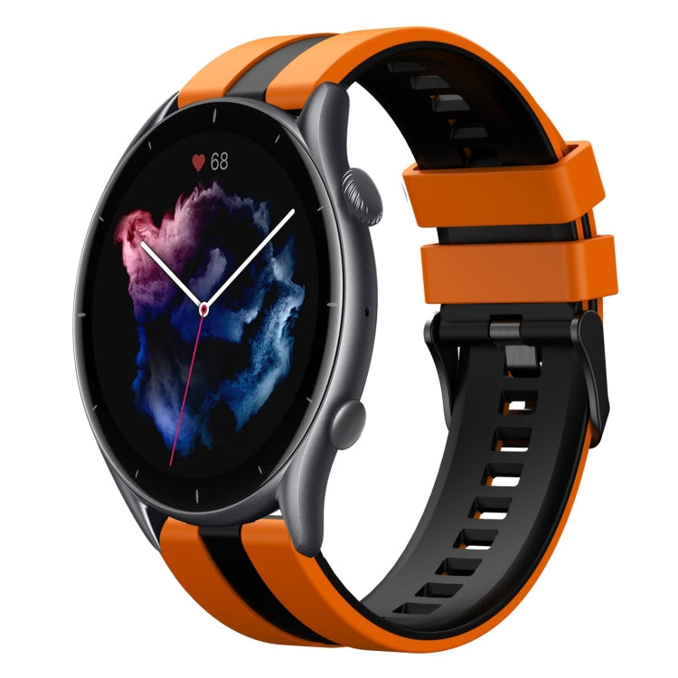 For Amazfit GTR 3 Pro 22mm Two-Color Sports Silicone Watch Band(Orange+Black) - free shipping - PMC TechLife - Order now!
