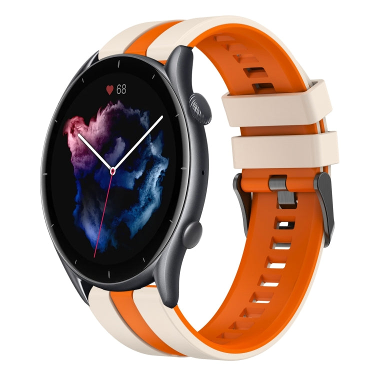 For Amazfit GTR 3 Pro 22mm Two-Color Sports Silicone Watch Band(Starlight+Orange) - free shipping - PMC TechLife - Order now!