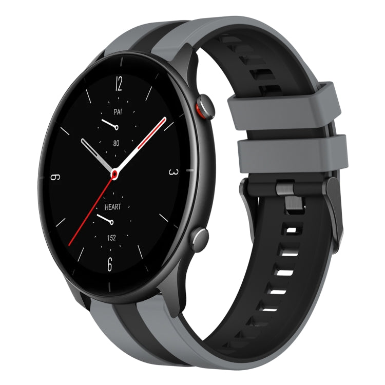 For Amazfit GTR 2e 22mm Two-Color Sports Silicone Watch Band(Grey+Black) - free shipping - PMC TechLife - Order now!
