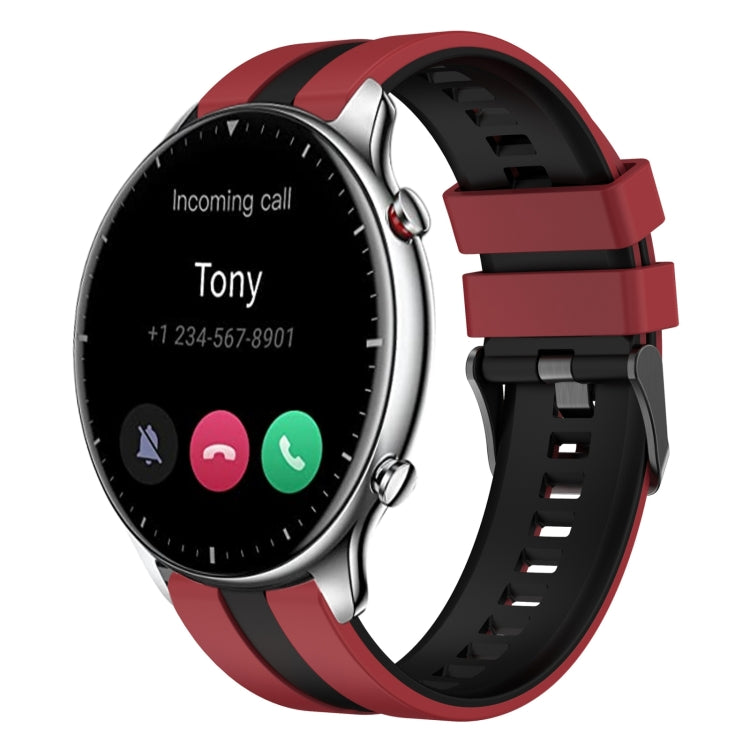 For Amazfit GTR 2 22mm Two-Color Sports Silicone Watch Band(Red+Black) - free shipping - PMC TechLife - Order now!