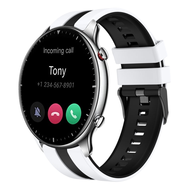 For Amazfit GTR 2 22mm Two-Color Sports Silicone Watch Band(White+Black) - free shipping - PMC TechLife - Order now!