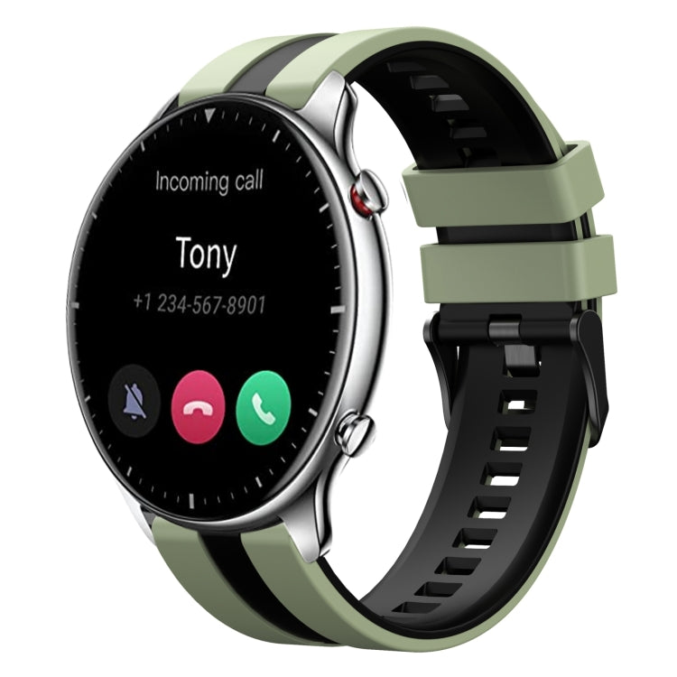 For Amazfit GTR 2 22mm Two-Color Sports Silicone Watch Band(Light Green+Black) - free shipping - PMC TechLife - Order now!