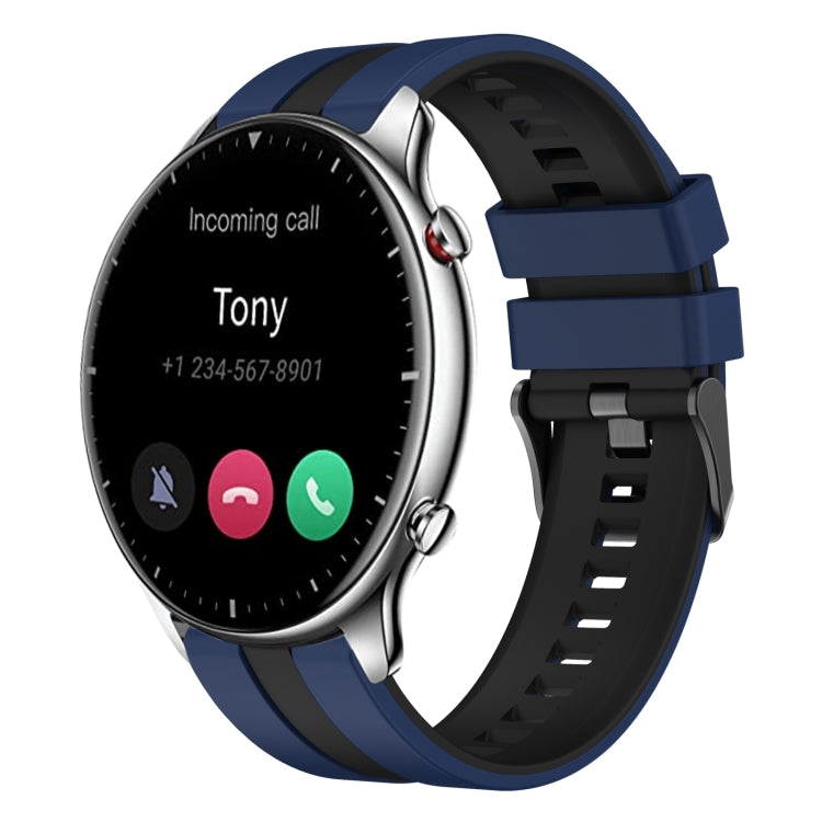 For Amazfit GTR 2 22mm Two-Color Sports Silicone Watch Band(Blue+Black) - free shipping - PMC TechLife - Order now!