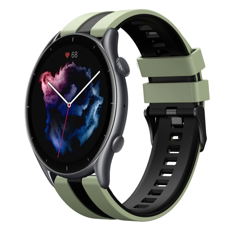 For Amazfit 3 22mm Two-Color Sports Silicone Watch Band(Light Green+Black) - free shipping - PMC TechLife - Order now!