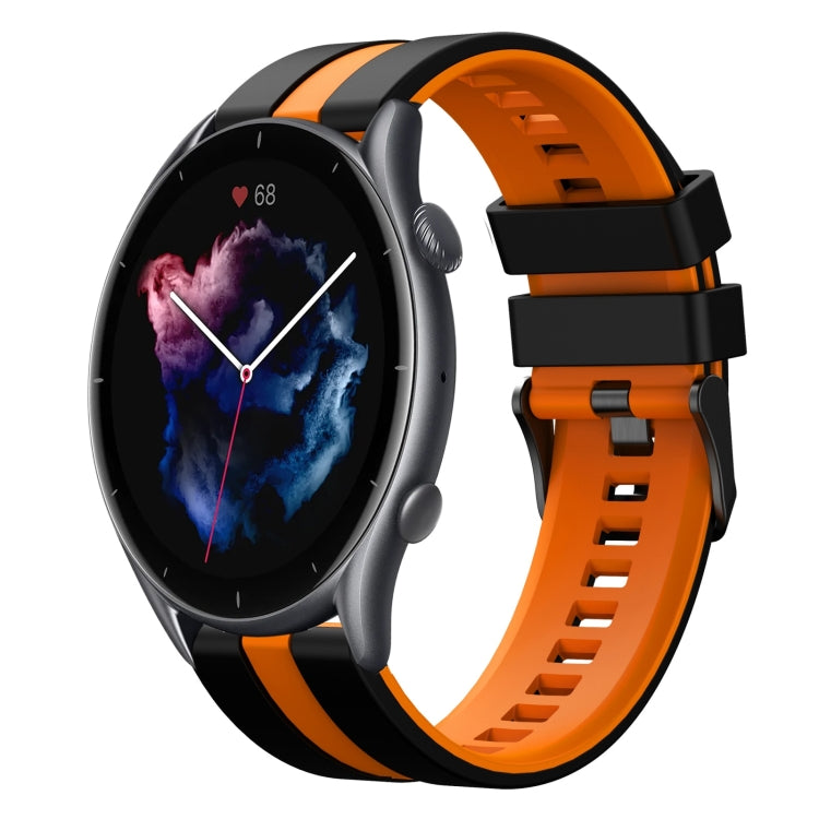 For Amazfit 3 22mm Two-Color Sports Silicone Watch Band(Black+Orange) - free shipping - PMC TechLife - Order now!