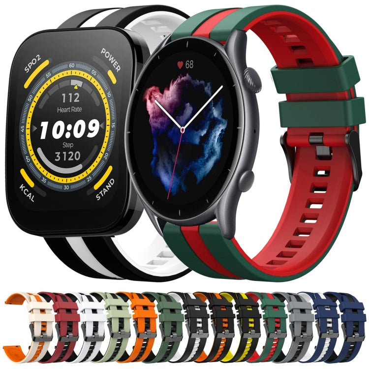 For Amazfit Balance 22mm Two-Color Sports Silicone Watch Band(Green+Red) - free shipping - PMC TechLife - Order now!